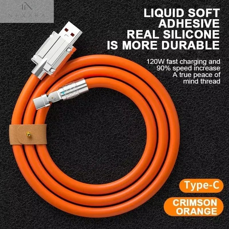 High-Performance 120W 7A USB Type-C Fast Charging Cable with 180-Degree Rotating Bend - Perfectly Compatible with Xiaomi Devices