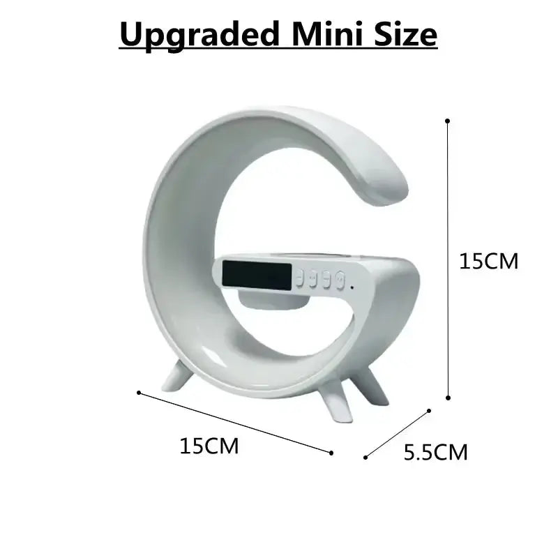 Multifunctional Bluetooth Speaker with RGB Night Light and 15W Fast Wireless Charging Station for iPhone, Samsung, and Xiaomi