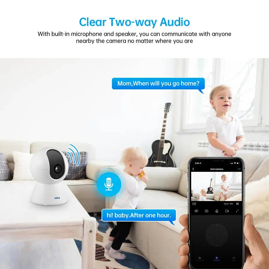 Advanced KERUI Mini Indoor Wireless 5MP Tuya Smart Wi-Fi IP Camera with Auto Tracking