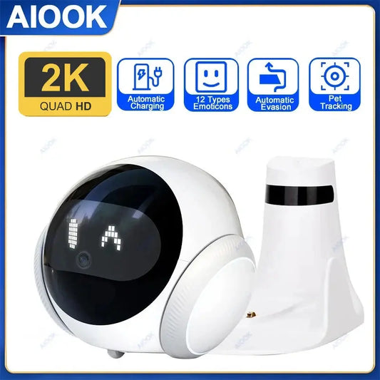 5G WiFi HD 2K Smart Robot Pet Camera with Laser Indicator, Auto Charging, and Obstacle Avoidance