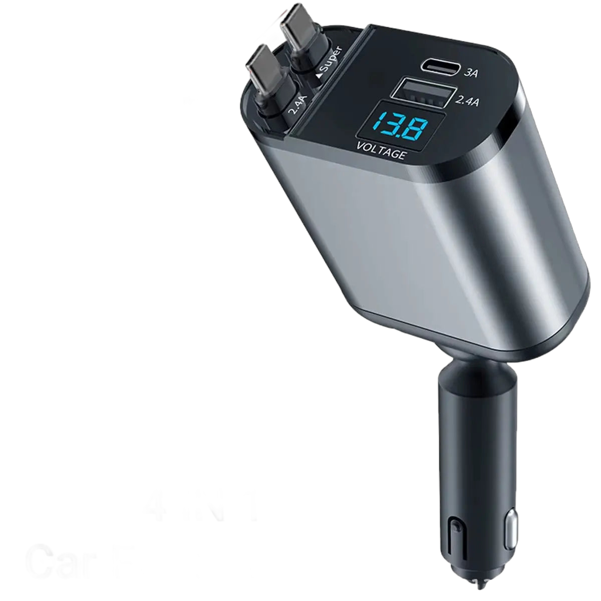 120W 4-in-1 Retractable Car Charger with Fast Charging USB Type C Nexara Living