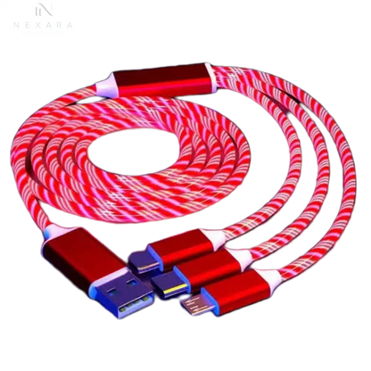 3-in-1 LED Glow Charging Cable Micro USB and Type-C Nexara Living