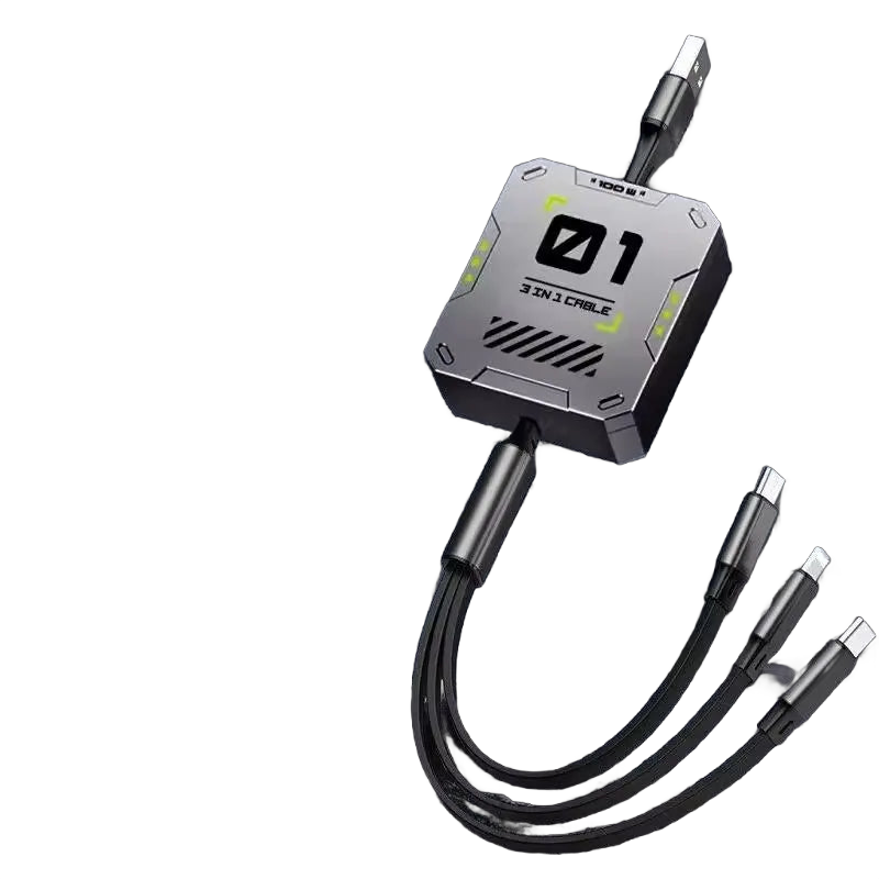 3-in-1 Retractable USB Cable 60W Fast Charging for Type C, Lightning, and Micro USB Nexara Living