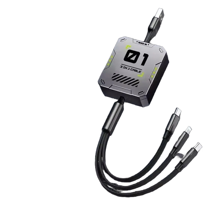 3-in-1 Retractable USB Cable 60W Fast Charging for Type C, Lightning, and Micro USB Nexara Living