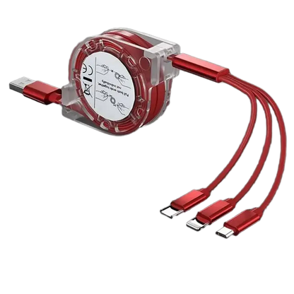 3-in-1 Telescopic USB Cable for Apple, Type-C, and Android Devices Nexara Living