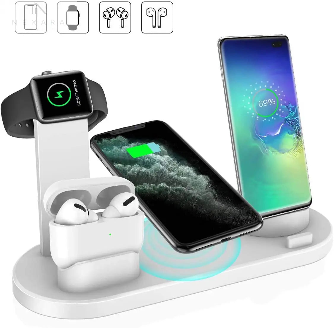 4-in-1 Wireless Charging Station for Apple Watch, iPhone 15/14/13/12 Pro, and AirPods Pro - Fast, Versatile, and Organized Charging Solution