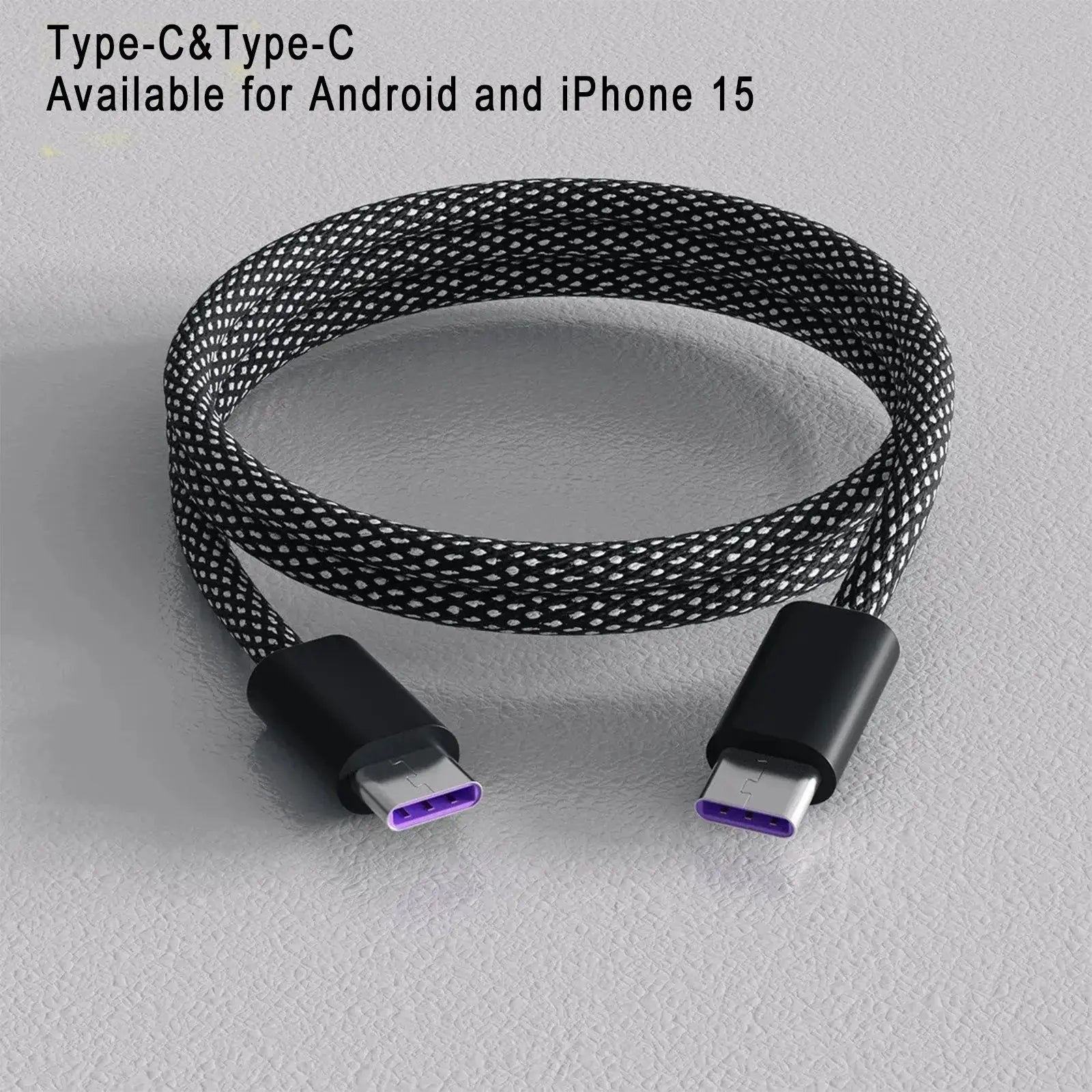 100W Magnetic USB-C Charging Cable, 1M Nylon Braided Fast Charge Cord