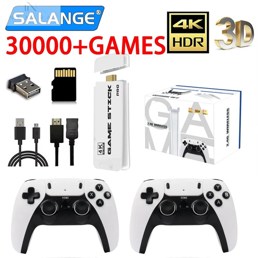 4K Pro Game Stick: 64GB Retro Gaming Console with 30,000 Classic Games & Dual Wireless Controllers for Ultimate TV Experience