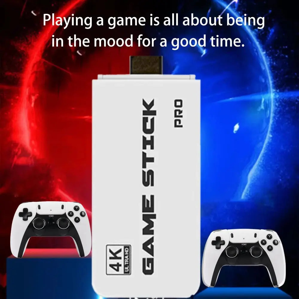 4K Pro Game Stick: 64GB Retro Gaming Console with 30,000 Classic Games & Dual Wireless Controllers for Ultimate TV Experience