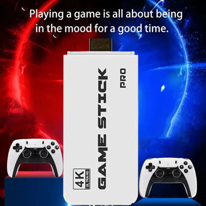 4K Pro Game Stick: 64GB Retro Gaming Console with 30,000 Classic Games & Dual Wireless Controllers for Ultimate TV Experience
