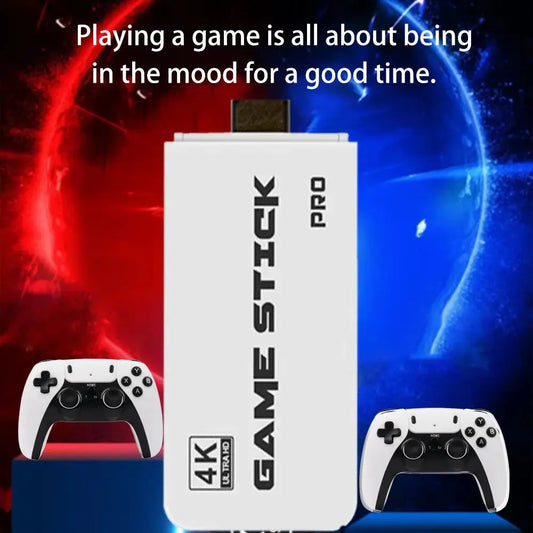4K Pro Game Stick: 64GB Retro Gaming Console with 30,000 Classic Games & Dual Wireless Controllers for Ultimate TV Experience