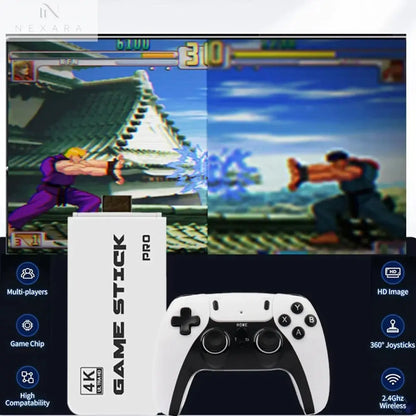 4K Pro Game Stick: 64GB Retro Gaming Console with 30,000 Classic Games & Dual Wireless Controllers for Ultimate TV Experience