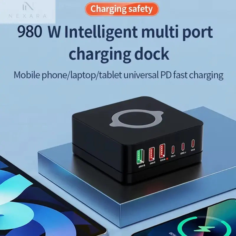 980W GaN Wireless Charging Station: Fast Charge Your iPhone 16/15/14 Pro, MacBook, and Tablets with QC 4.0, 3.0, PPS, and PD 3.0 Technology