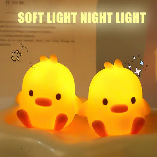 Charming LED Yellow Duck Desktop Lamp - Your Cozy Night Light Companion for a Relaxing Bedroom Atmosphere