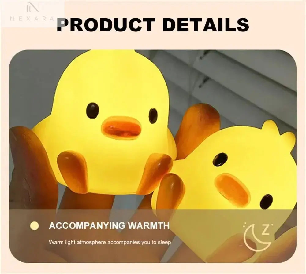 Charming LED Yellow Duck Desktop Lamp - Your Cozy Night Light Companion for a Relaxing Bedroom Atmosphere