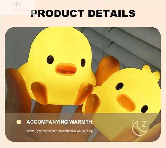 Charming LED Yellow Duck Desktop Lamp - Your Cozy Night Light Companion for a Relaxing Bedroom Atmosphere