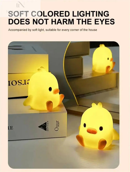 Charming LED Yellow Duck Desktop Lamp - Your Cozy Night Light Companion for a Relaxing Bedroom Atmosphere