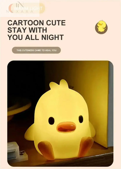 Charming LED Yellow Duck Desktop Lamp - Your Cozy Night Light Companion for a Relaxing Bedroom Atmosphere