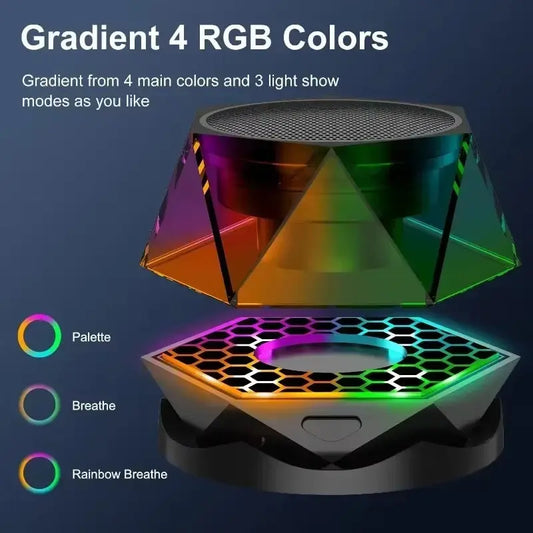 Compact Wireless Bluetooth Speaker with RGB Lighting and Built-In Phone Stand for Enhanced Audio Experience