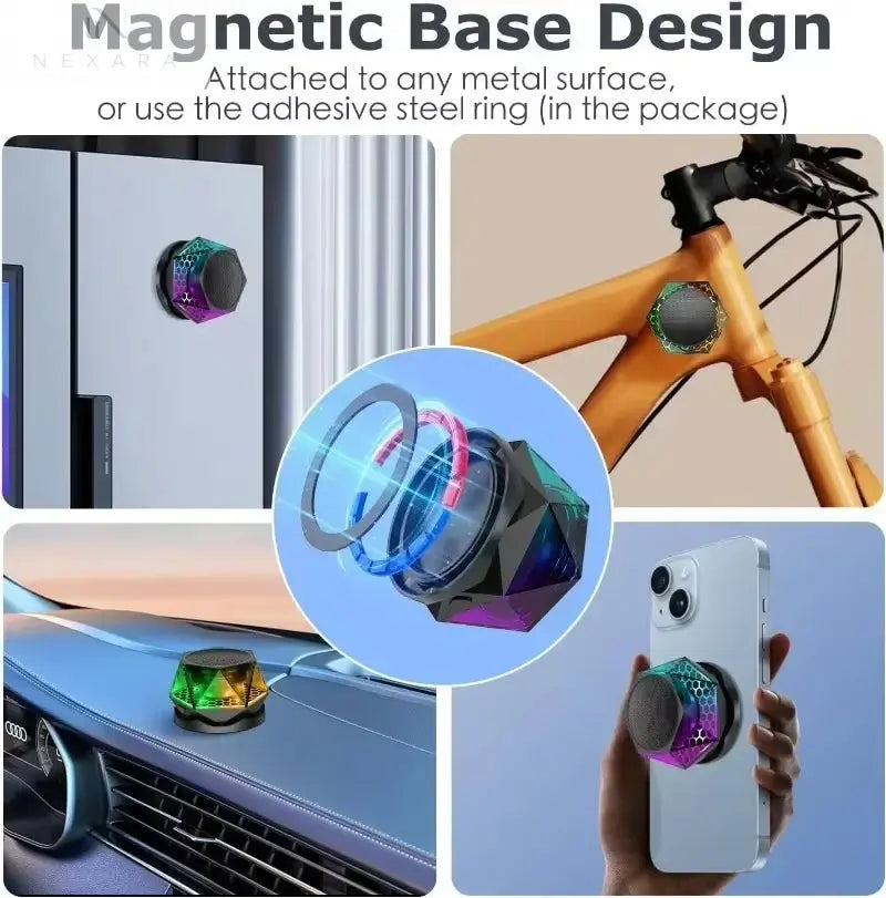 Compact Wireless Bluetooth Speaker with RGB Lighting and Built-In Phone Stand for Enhanced Audio Experience