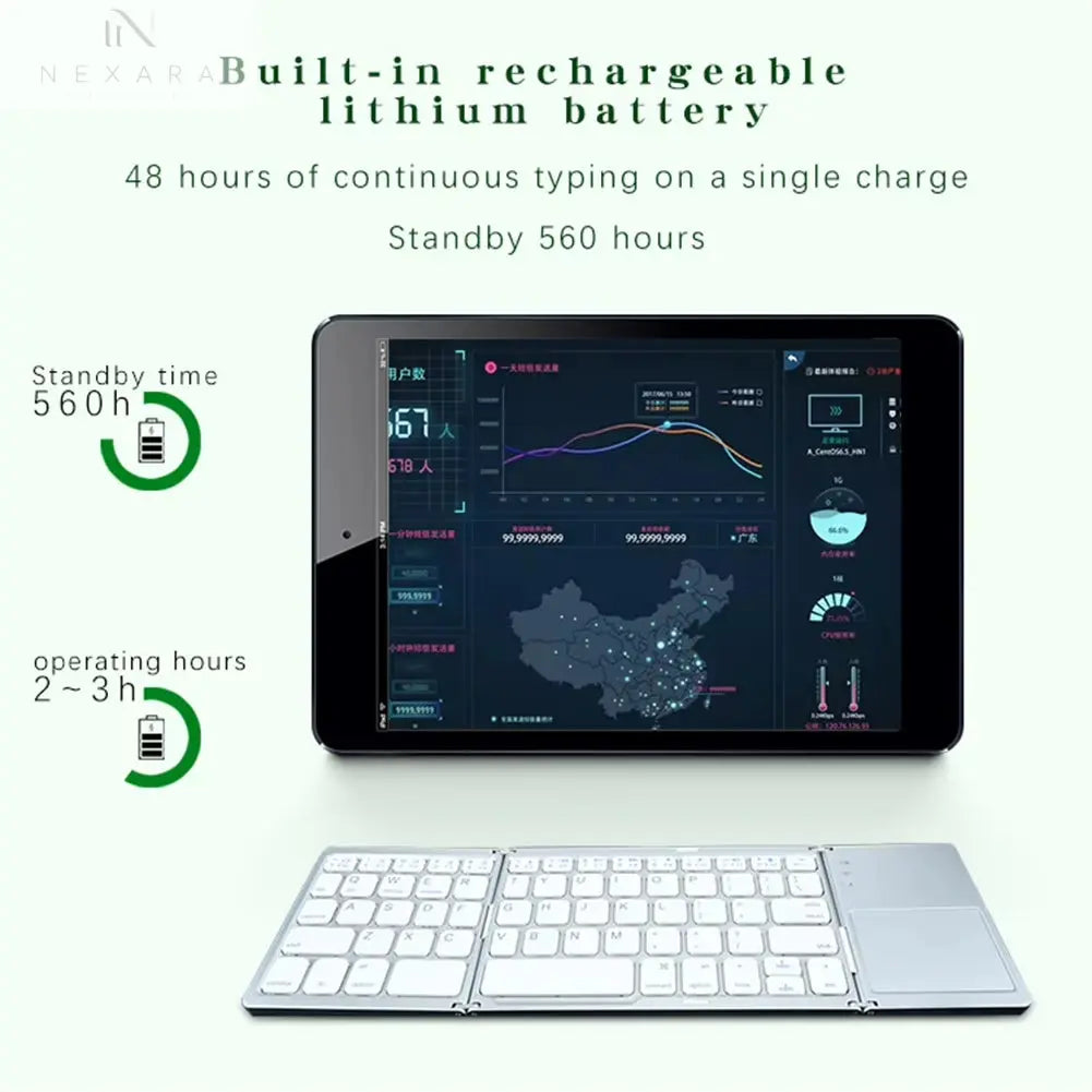 Compact and Versatile Bluetooth-Compatible Foldable Tablet Keyboard with Touchpad - Perfect for On-the-Go Productivity