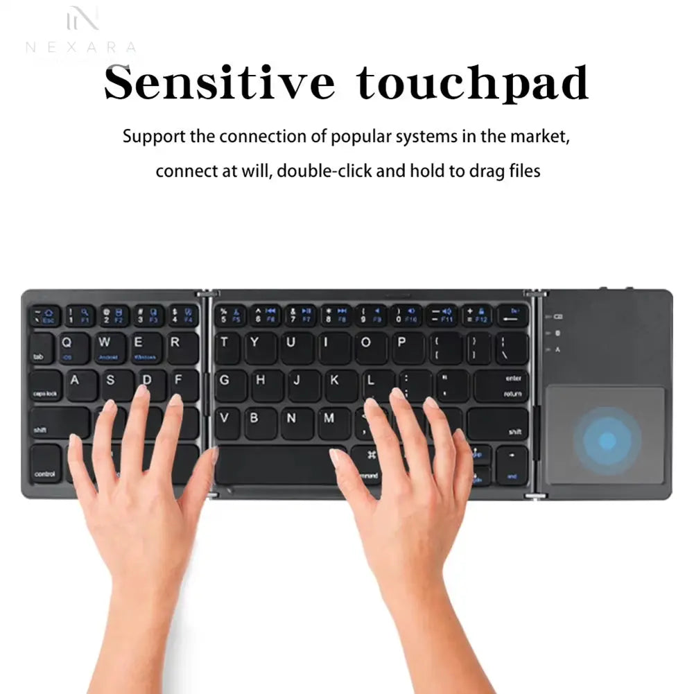 Compact and Versatile Bluetooth-Compatible Foldable Tablet Keyboard with Touchpad - Perfect for On-the-Go Productivity