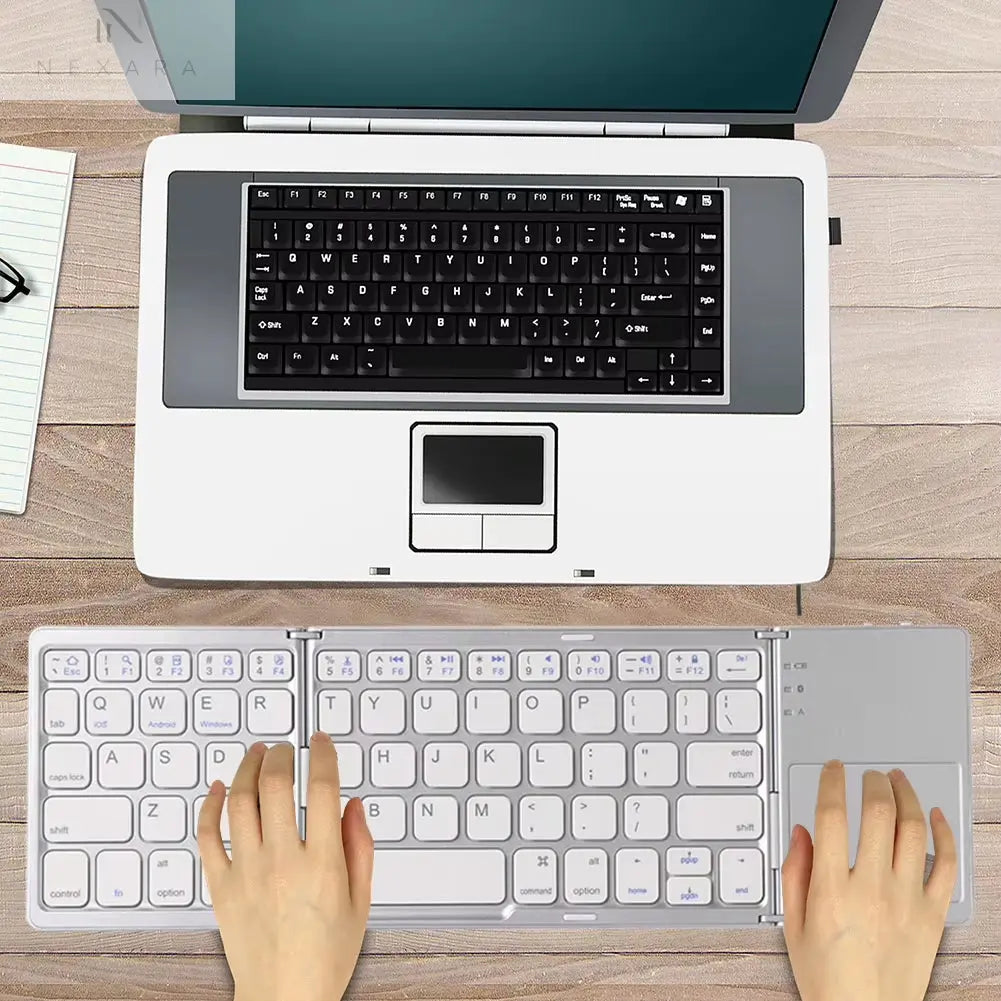 Compact and Versatile Bluetooth-Compatible Foldable Tablet Keyboard with Touchpad - Perfect for On-the-Go Productivity