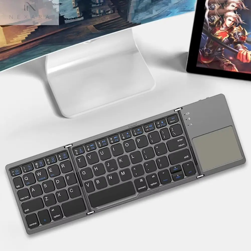 Compact and Versatile Bluetooth-Compatible Foldable Tablet Keyboard with Touchpad - Perfect for On-the-Go Productivity