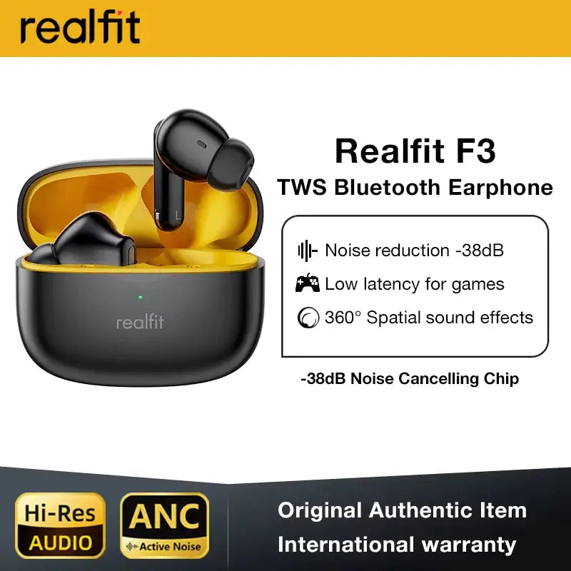 F3 Premium Active Noise Cancelling Bluetooth Earphones with ENC Technology for Crystal Clear Calls and Immersive Hi-Fi Sound, Perfect for Sports and Gaming