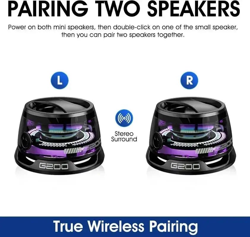 G200 Mini Bluetooth Speaker: Portable Audio with Magnetic Design, RGB Lighting, and Integrated Phone Holder for Mobile Devices and Computers
