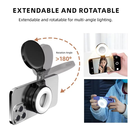 MagSafe Selfie Light for iPhone 16/15/14/13/12 Pro Max - Versatile Fill Light for Vlogging, Live Streaming, and Photography
