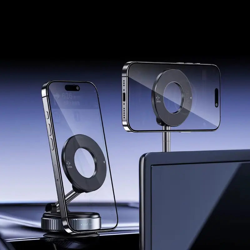 Magnetic Suction Cup Car Phone Holder - 360° Rotatable and Foldable Design for Ultimate Smartphone Convenience