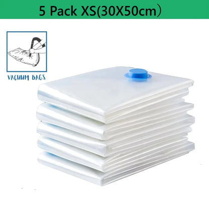 Maximize Your Space with Our 5-Pack Premium Vacuum Storage Bags for Comforters, Blankets, and Clothing - Ideal Compression Solution for Travel and Home Organization
