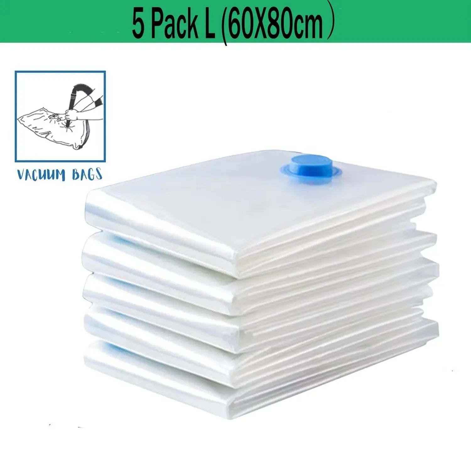 Maximize Your Space with Our 5-Pack Premium Vacuum Storage Bags for Comforters, Blankets, and Clothing - Ideal Compression Solution for Travel and Home Organization