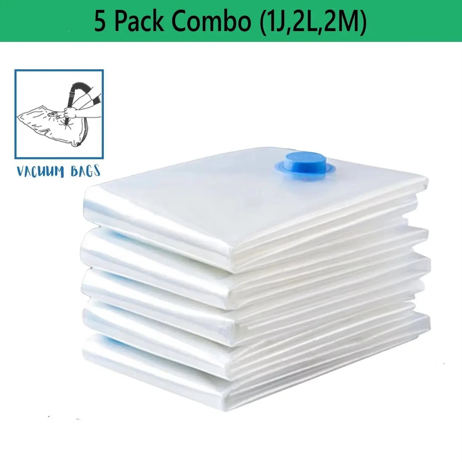 Maximize Your Space with Our 5-Pack Premium Vacuum Storage Bags for Comforters, Blankets, and Clothing - Ideal Compression Solution for Travel and Home Organization