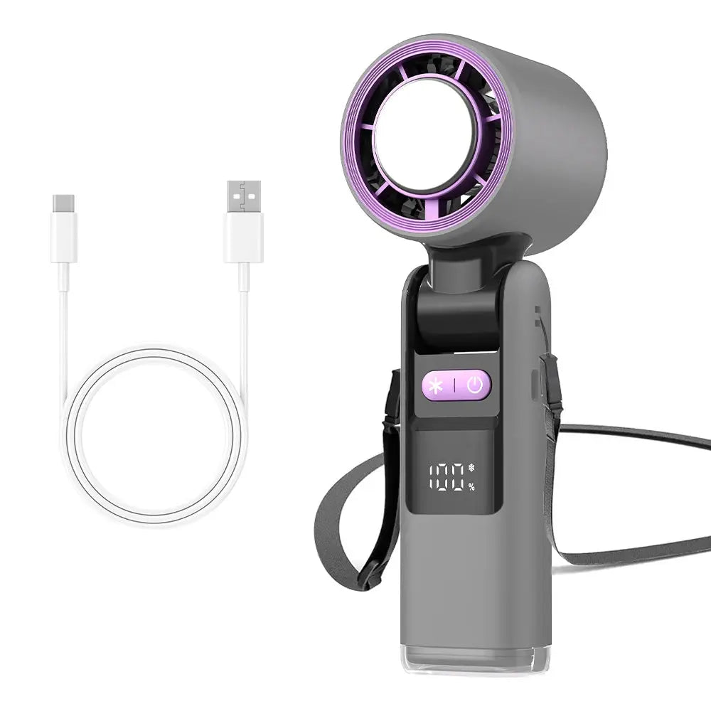 Portable 3-in-1 Handheld Fan with Ice Cooling Technology and High-Speed Performance