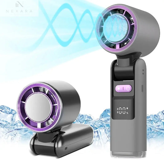 Portable 3-in-1 Handheld Fan with Ice Cooling Technology and High-Speed Performance