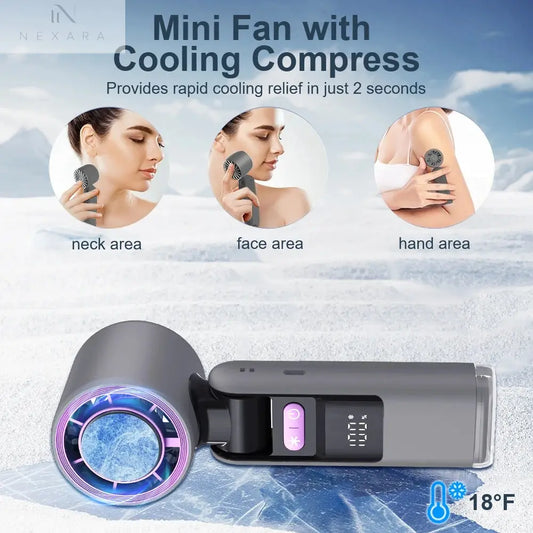 Portable 3-in-1 Handheld Fan with Ice Cooling Technology and High-Speed Performance