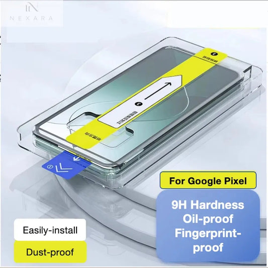 Premium Tempered Glass Screen Protector for Google Pixel 9XL, 9, 8A, 6A, 7, 7A, 8, 8A, 9A Pro 5G with Effortless Auto Installation and Dust Removal Kit