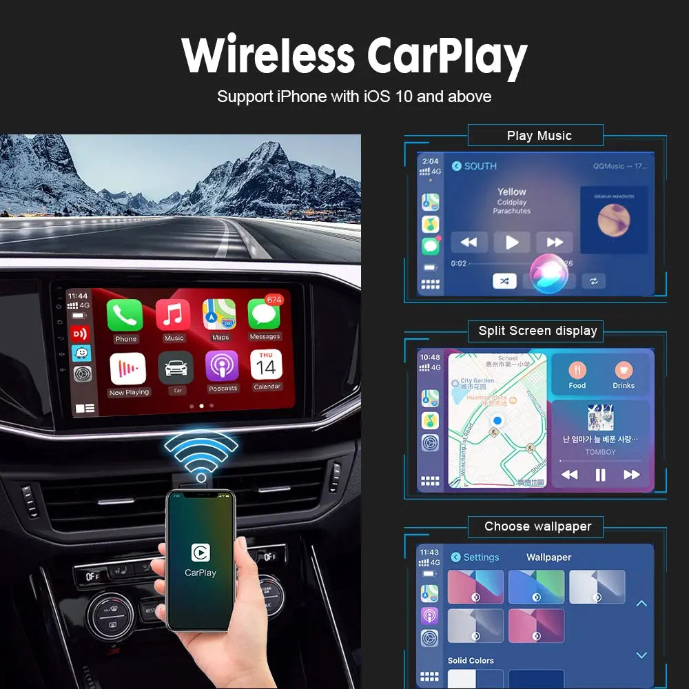 Seamless Wired and Wireless CarPlay Adapter for Enhanced Android Auto Connectivity with USB for Multimedia Integration