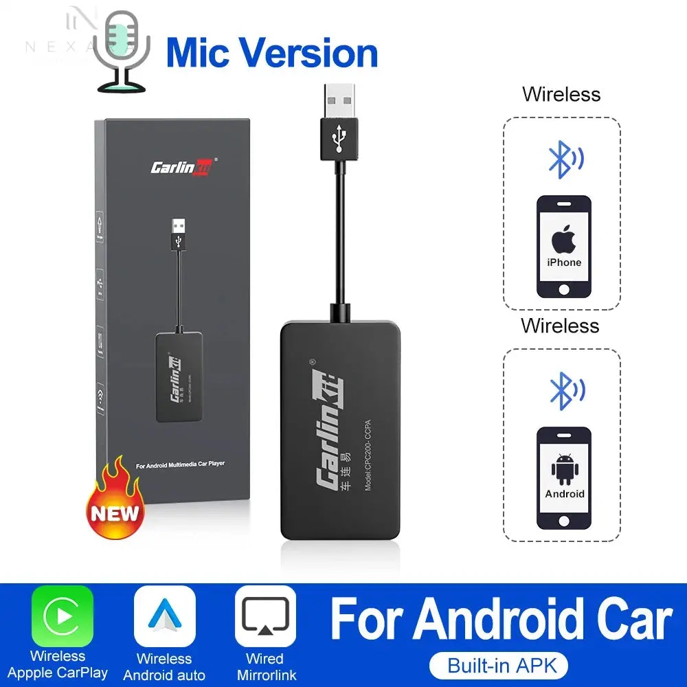 Seamless Wired and Wireless CarPlay Adapter for Enhanced Android Auto Connectivity with USB for Multimedia Integration