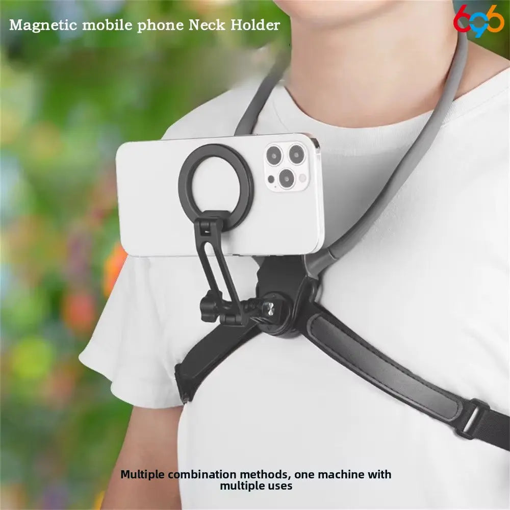 Travel Neck Magnetic Bracket Holder - Versatile Shockproof Mount for GoPro and iPhone 16