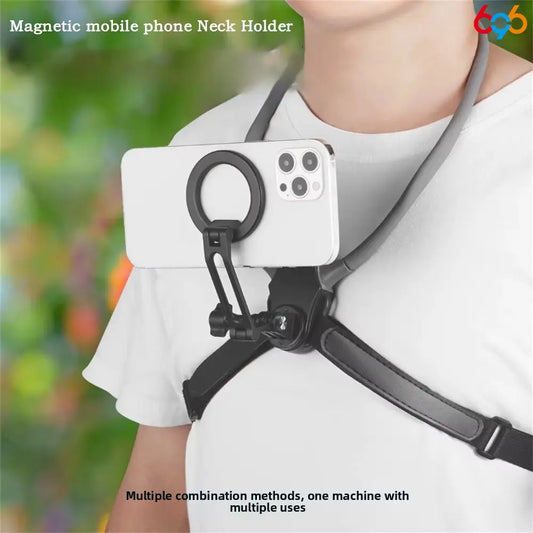 Travel Neck Magnetic Bracket Holder - Versatile Shockproof Mount for GoPro and iPhone 16