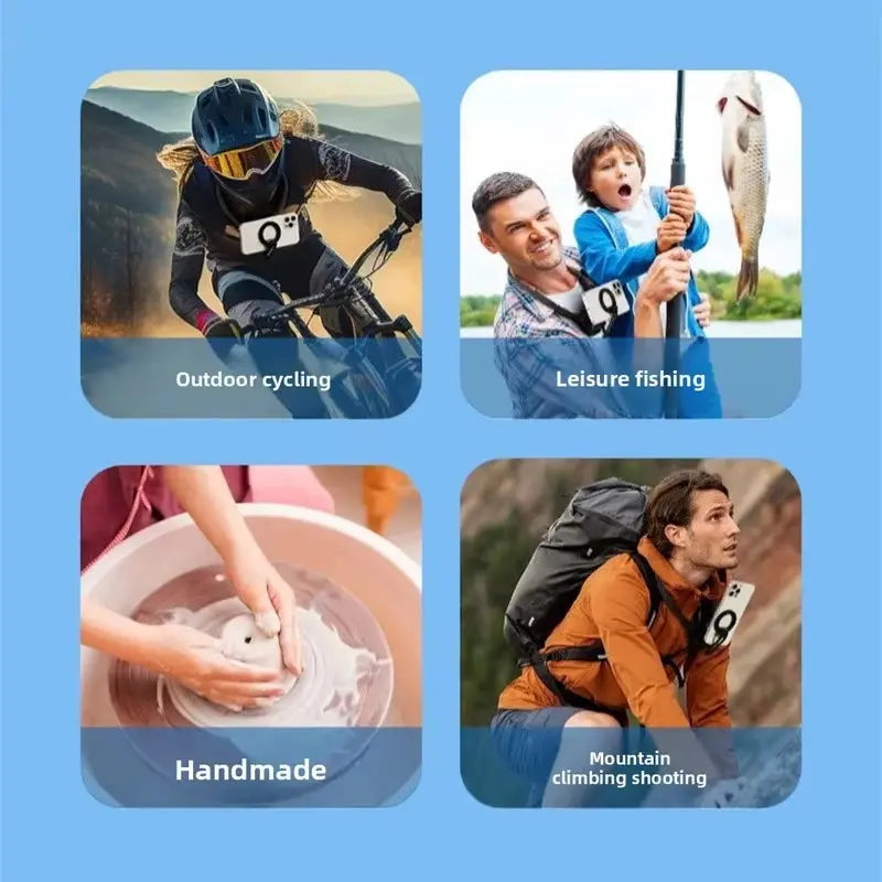 Travel Neck Magnetic Bracket Holder - Versatile Shockproof Mount for GoPro and iPhone 16