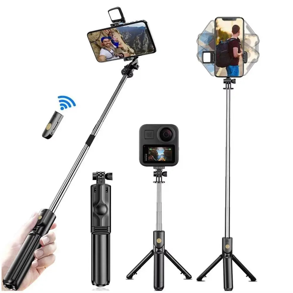 Wireless Selfie Stick Tripod with Built-in Light and Bluetooth Remote for Enhanced Mobile Photography and Live Streaming