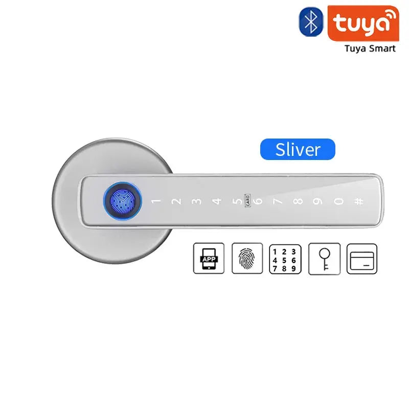 M5 Tuya BLE Fingerprint Electronic Door Lock with Password, Key, IC Card, and Smartlife/Tuya App Unlocking