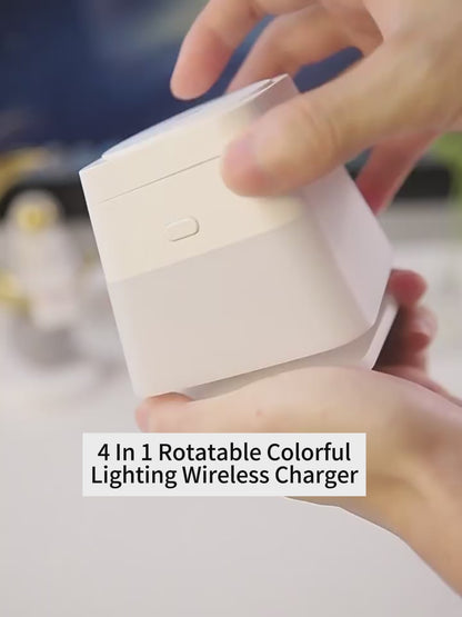 4-in-1 Rotatable Wireless Charger Stand with Colorful Lighting